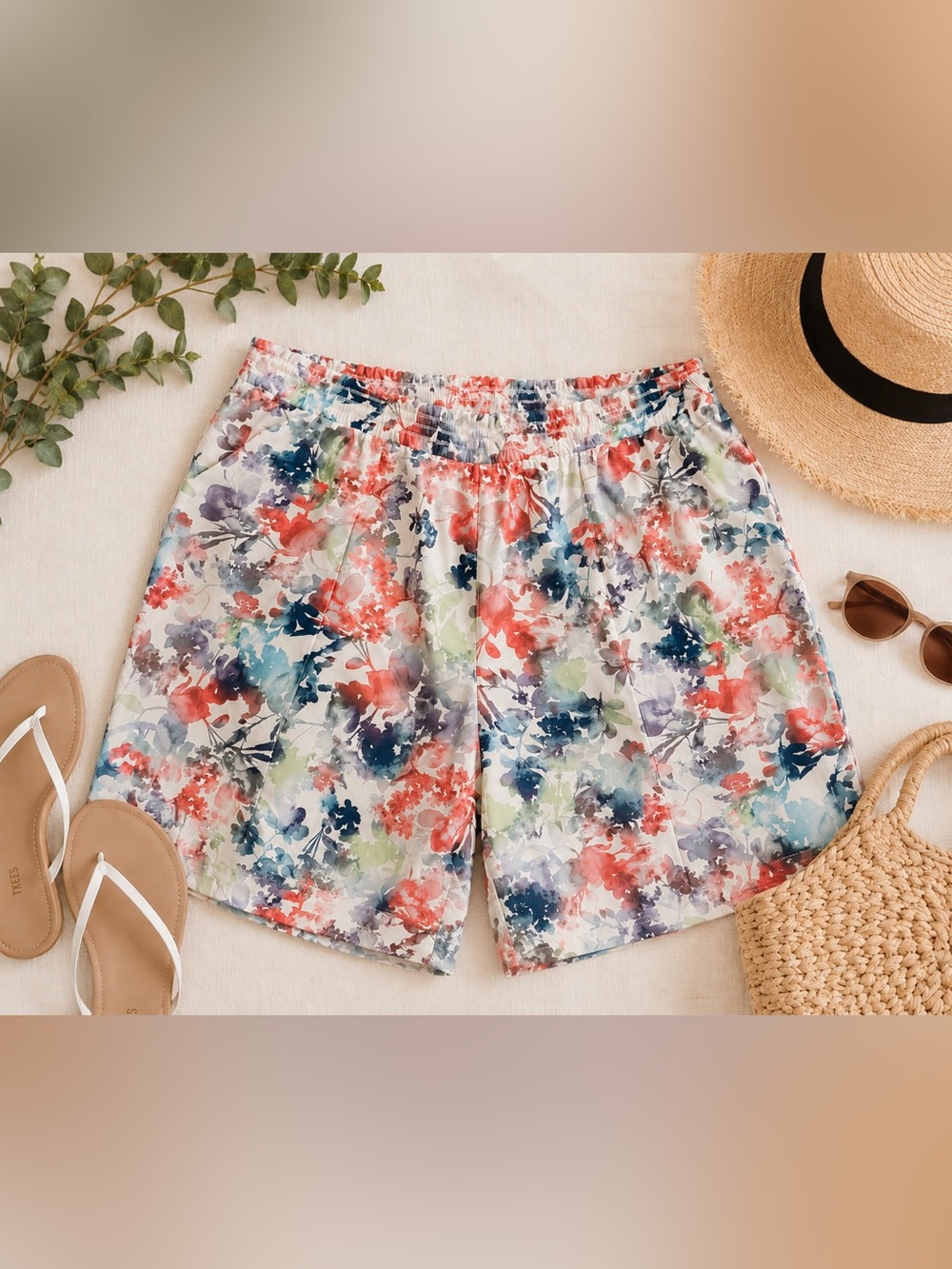 Athleta Savannah Bermuda Short 3X Floral Print Pull-On Lightweight Shorts